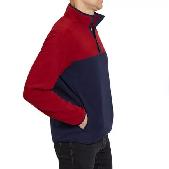 Lands' End Men's Polar Fleece Pullover - Navy Red - Picture 6 of 7
